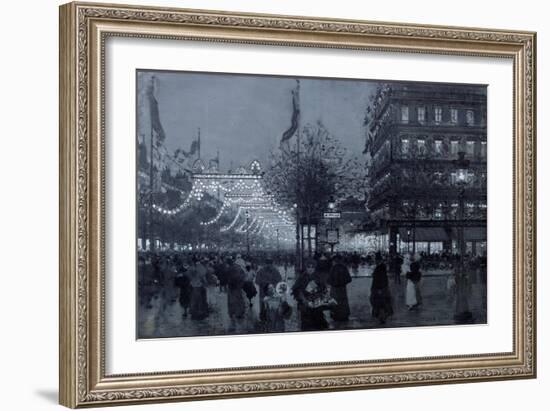 The Grands Boulevards, Paris, Decorated for the Celebration of the Franco-Russian Alliance in 1893-Luigi Loir-Framed Giclee Print