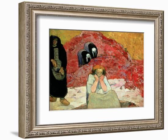 The Grape Harvest at Arles. 'Miseres Humaines', 1888 (Oil on Sackcloth of Jute)-Paul Gauguin-Framed Premium Giclee Print