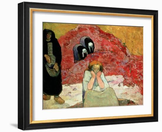 The Grape Harvest at Arles. 'Miseres Humaines', 1888 (Oil on Sackcloth of Jute)-Paul Gauguin-Framed Giclee Print