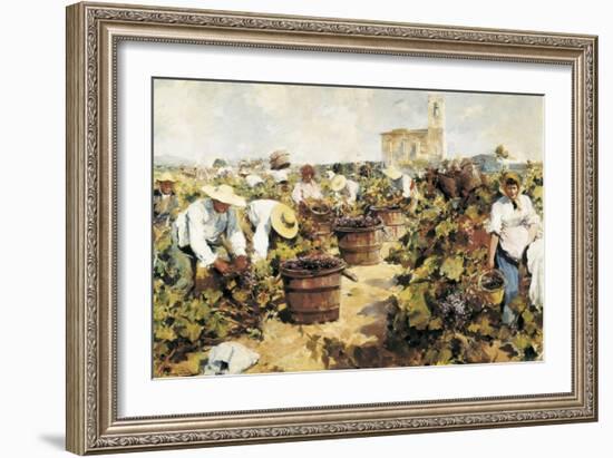 The Grape Harvest-Arcadi Mas y Fondevila-Framed Art Print