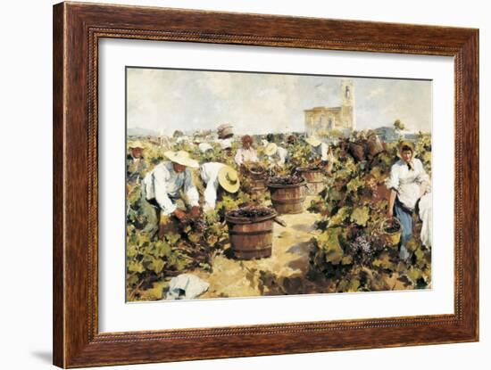 The Grape Harvest-Arcadi Mas y Fondevila-Framed Art Print