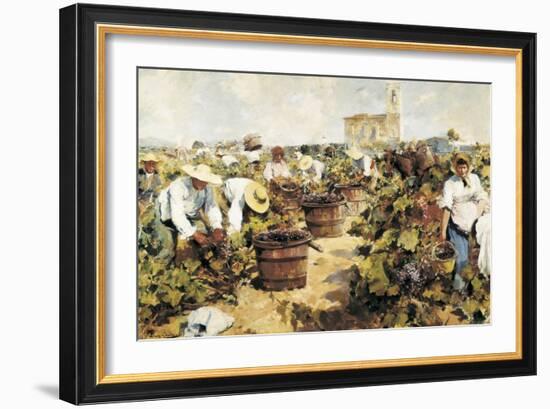 The Grape Harvest-Arcadi Mas y Fondevila-Framed Art Print