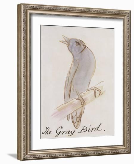 The Gray Bird, from "Sixteen Drawings of Comic Birds"-Edward Lear-Framed Giclee Print