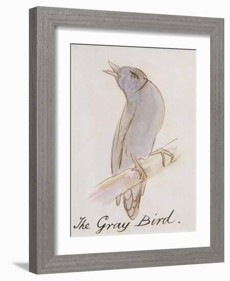 The Gray Bird, from "Sixteen Drawings of Comic Birds"-Edward Lear-Framed Giclee Print