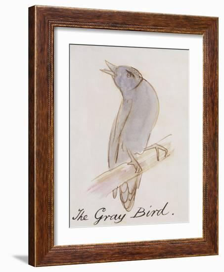 The Gray Bird, from "Sixteen Drawings of Comic Birds"-Edward Lear-Framed Giclee Print