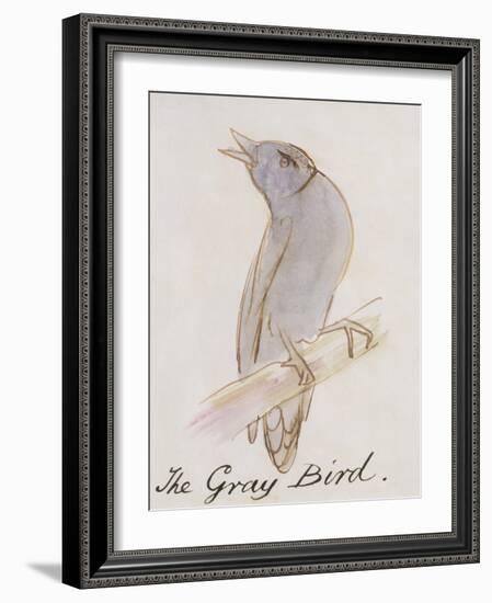 The Gray Bird, from "Sixteen Drawings of Comic Birds"-Edward Lear-Framed Giclee Print