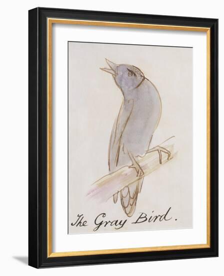 The Gray Bird, from "Sixteen Drawings of Comic Birds"-Edward Lear-Framed Giclee Print