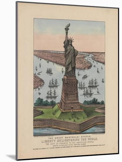 The Great Bartholdi Statue – Liberty Enlightening the World, 1885-N. and Ives, J.M. Currier-Mounted Giclee Print