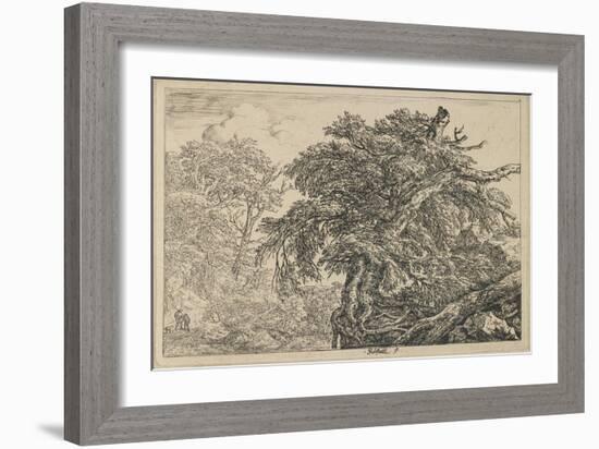 The Great Beech with Two Men and a Dog, C. 1650-1655-Jacob van Ruisdael-Framed Giclee Print