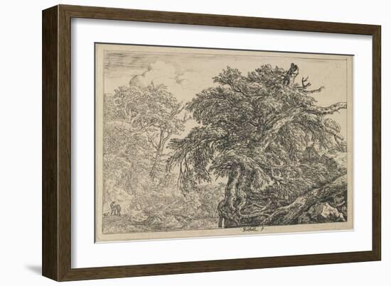 The Great Beech with Two Men and a Dog, C. 1650-1655-Jacob van Ruisdael-Framed Giclee Print