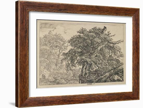 The Great Beech with Two Men and a Dog, C. 1650-1655-Jacob van Ruisdael-Framed Giclee Print