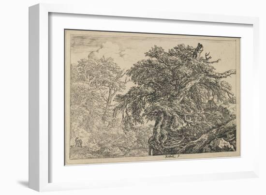 The Great Beech with Two Men and a Dog, C. 1650-1655-Jacob van Ruisdael-Framed Giclee Print