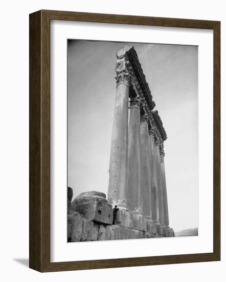 The Great Columns of the Temple of Jupiter in Ruins-Margaret Bourke-White-Framed Photographic Print