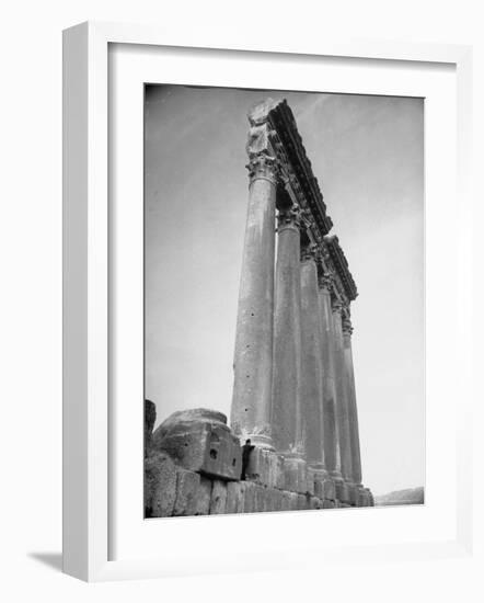 The Great Columns of the Temple of Jupiter in Ruins-Margaret Bourke-White-Framed Photographic Print