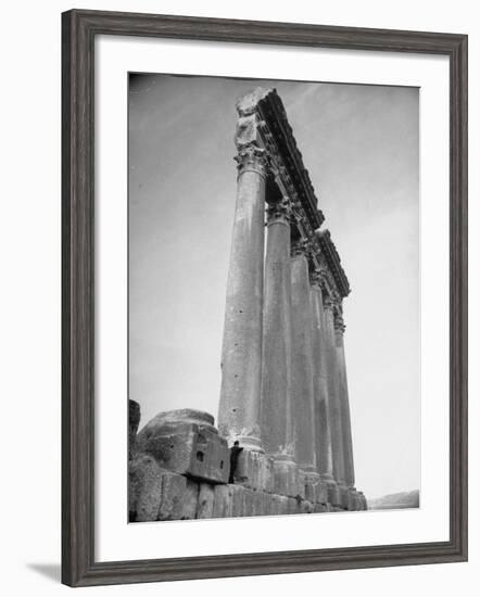 The Great Columns of the Temple of Jupiter in Ruins-Margaret Bourke-White-Framed Photographic Print