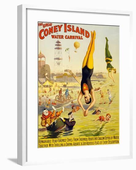 The Great Coney Island Water Carnival,-null-Framed Art Print