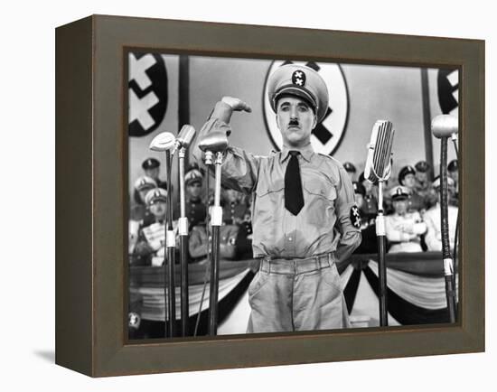 The Great Dictator, Charlie Chaplin, 1940-null-Framed Stretched Canvas