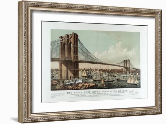 The Great East River Suspension Bridge-Currier & Ives-Framed Giclee Print