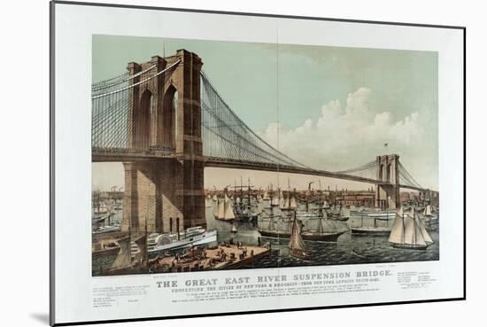The Great East River Suspension Bridge-Currier & Ives-Mounted Giclee Print