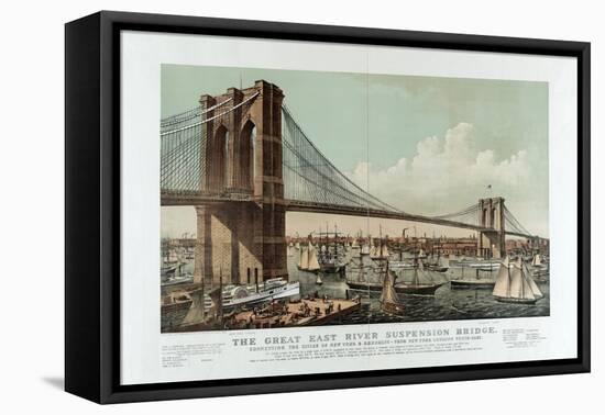 The Great East River Suspension Bridge-Currier & Ives-Framed Premier Image Canvas