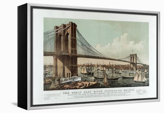 The Great East River Suspension Bridge-Currier & Ives-Framed Premier Image Canvas