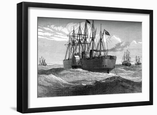 The Great Eastern Playing Out the Atlantic Telegraph Cable, C1865-null-Framed Giclee Print