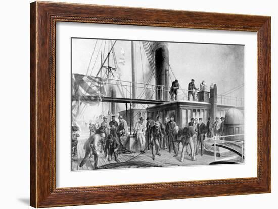 The 'Great Eastern' Recovering the Lost Atlantic Cable, 1866-Robert Dudley-Framed Giclee Print