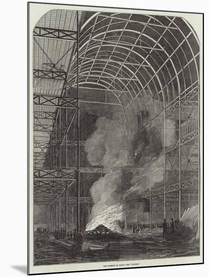 The Great Exhibition Building, the Transept by Night, the Bonfire-null-Mounted Giclee Print