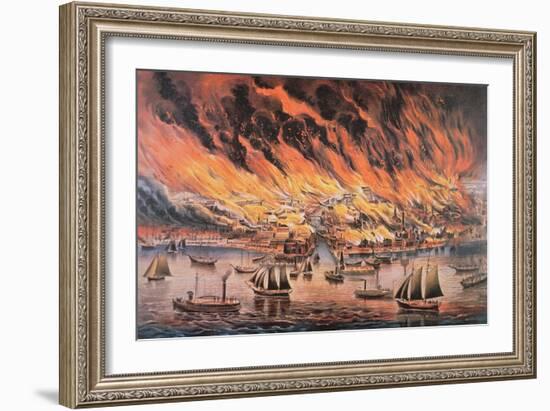 The Great Fire of Chicago, 1871-Currier & Ives-Framed Giclee Print
