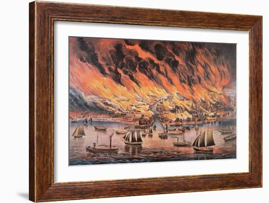 The Great Fire of Chicago, 1871-Currier & Ives-Framed Giclee Print