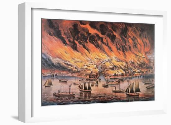 The Great Fire of Chicago, 1871-Currier & Ives-Framed Giclee Print