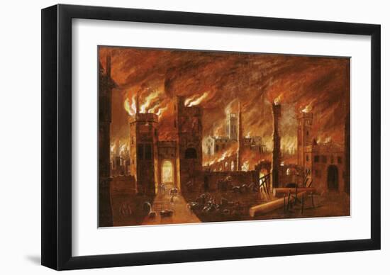 The Great Fire of London, seen from Newgate, 1666-Jan Griffier-Framed Premium Giclee Print