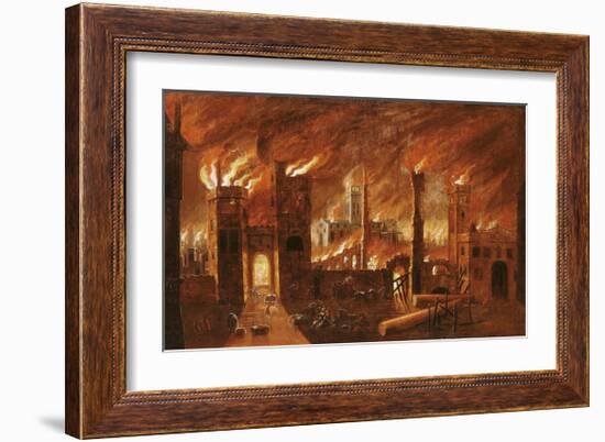 The Great Fire of London, seen from Newgate, 1666-Jan Griffier-Framed Premium Giclee Print