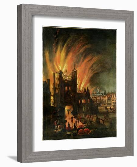 The Great Fire of London (September 1666) with Ludgate and Old St Paul's, c.1670-English-Framed Giclee Print