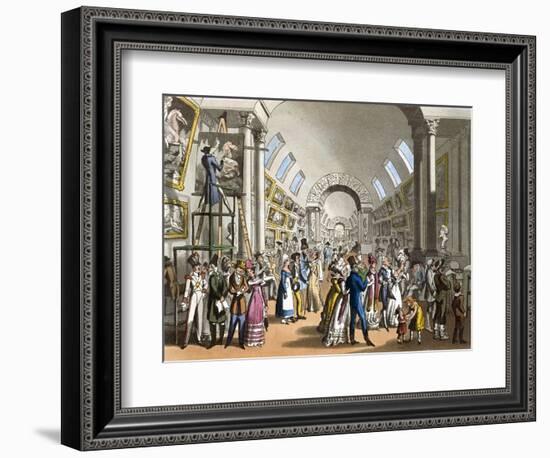 The Great Gallery of the Louvre in Paris, France 19th Century-null-Framed Giclee Print