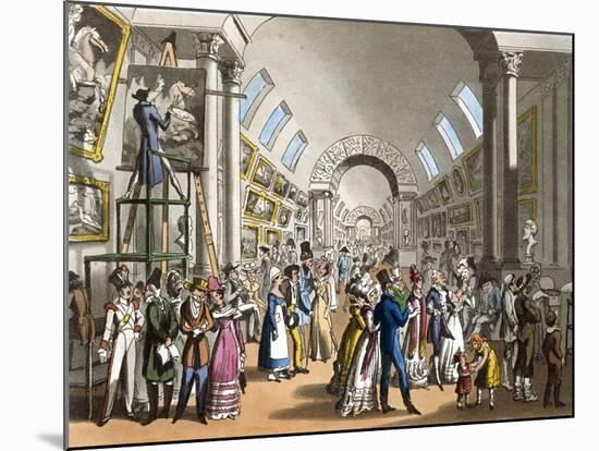 The Great Gallery of the Louvre in Paris, France 19th Century-null-Mounted Giclee Print