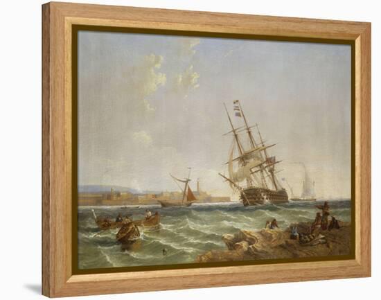 The Great Harbour of Malta from Corlandine Point, 1854-James Wilson Carmichael-Framed Premier Image Canvas