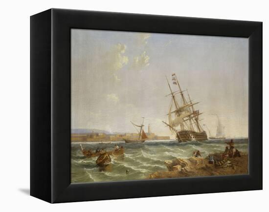 The Great Harbour of Malta from Corlandine Point, 1854-James Wilson Carmichael-Framed Premier Image Canvas