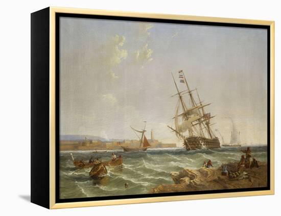 The Great Harbour of Malta from Corlandine Point, 1854-James Wilson Carmichael-Framed Premier Image Canvas