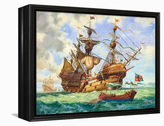 The Great Harry, Flagship of King Henry's Fleet, Sporting Many of its 251 Guns-C.l. Doughty-Framed Premier Image Canvas