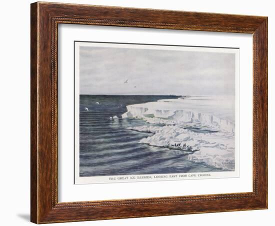 The Great Ice Barrier Looking East from Cape Crozier in Antarctica-Edward A. Wilson-Framed Art Print