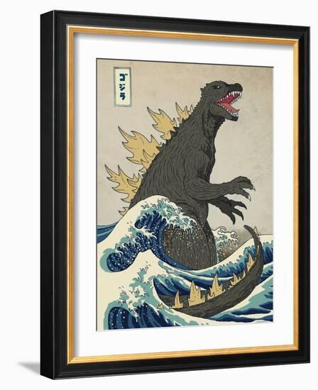 The Great Monster off Kanagawa-Michael Buxton-Framed Art Print