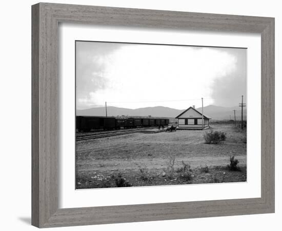 The Great Northern Railway Depot in Omak, WA, 1914-Asahel Curtis-Framed Giclee Print