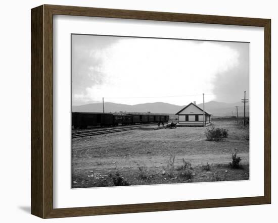 The Great Northern Railway Depot in Omak, WA, 1914-Asahel Curtis-Framed Giclee Print