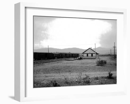 The Great Northern Railway Depot in Omak, WA, 1914-Asahel Curtis-Framed Giclee Print