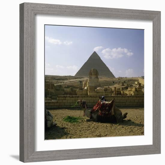 The Great Pyramid and the Sphinx-null-Framed Photographic Print