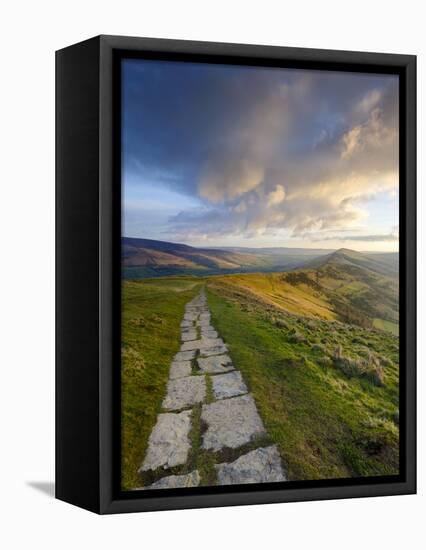 The Great Ridge Pathway, Mam Tor, Hope Valley, Castleton, Peak District National Park, Derbyshire,-Chris Hepburn-Framed Premier Image Canvas