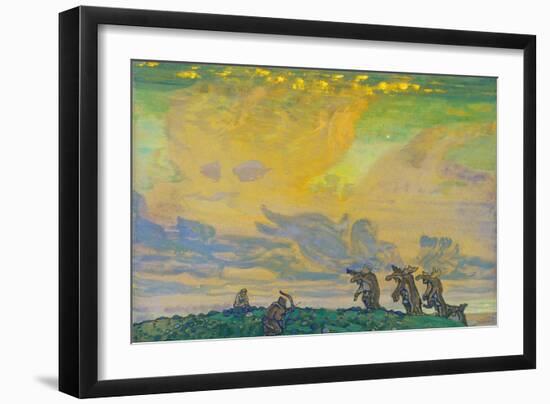 The Great Sacrifice. Stage Design for the Ballet the Rite of Spring (Le Sacre Du Printemp), 1910-Nicholas Roerich-Framed Giclee Print