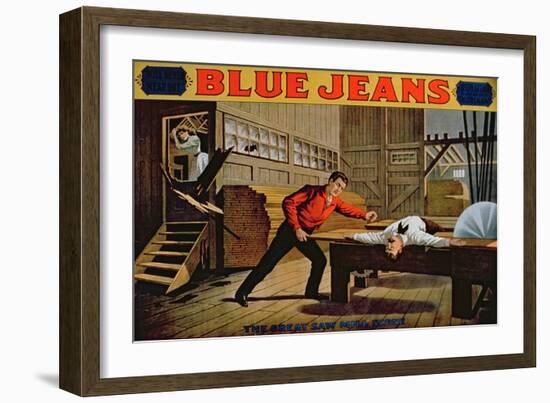 The Great Saw Mill Scene', Poster for 'Blue Jeans'-American School-Framed Giclee Print