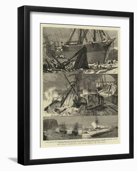 The Great Snowstorm and Gale, Wrecks on the Coast-null-Framed Giclee Print